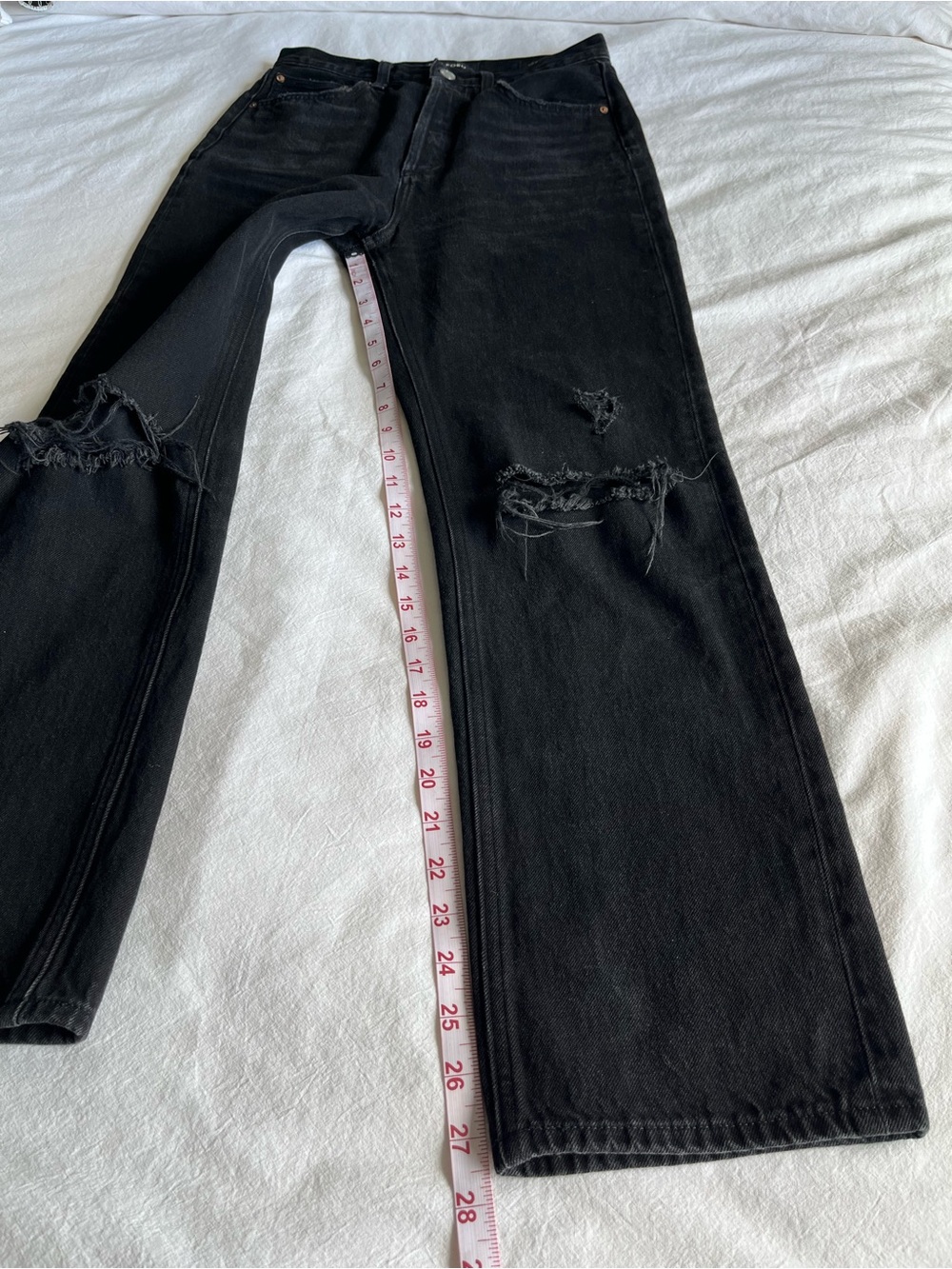 Aritzia Denim Forum The Joni High Rise Loose Black Distressed Jeans Size 24 - Picture 7 of 16